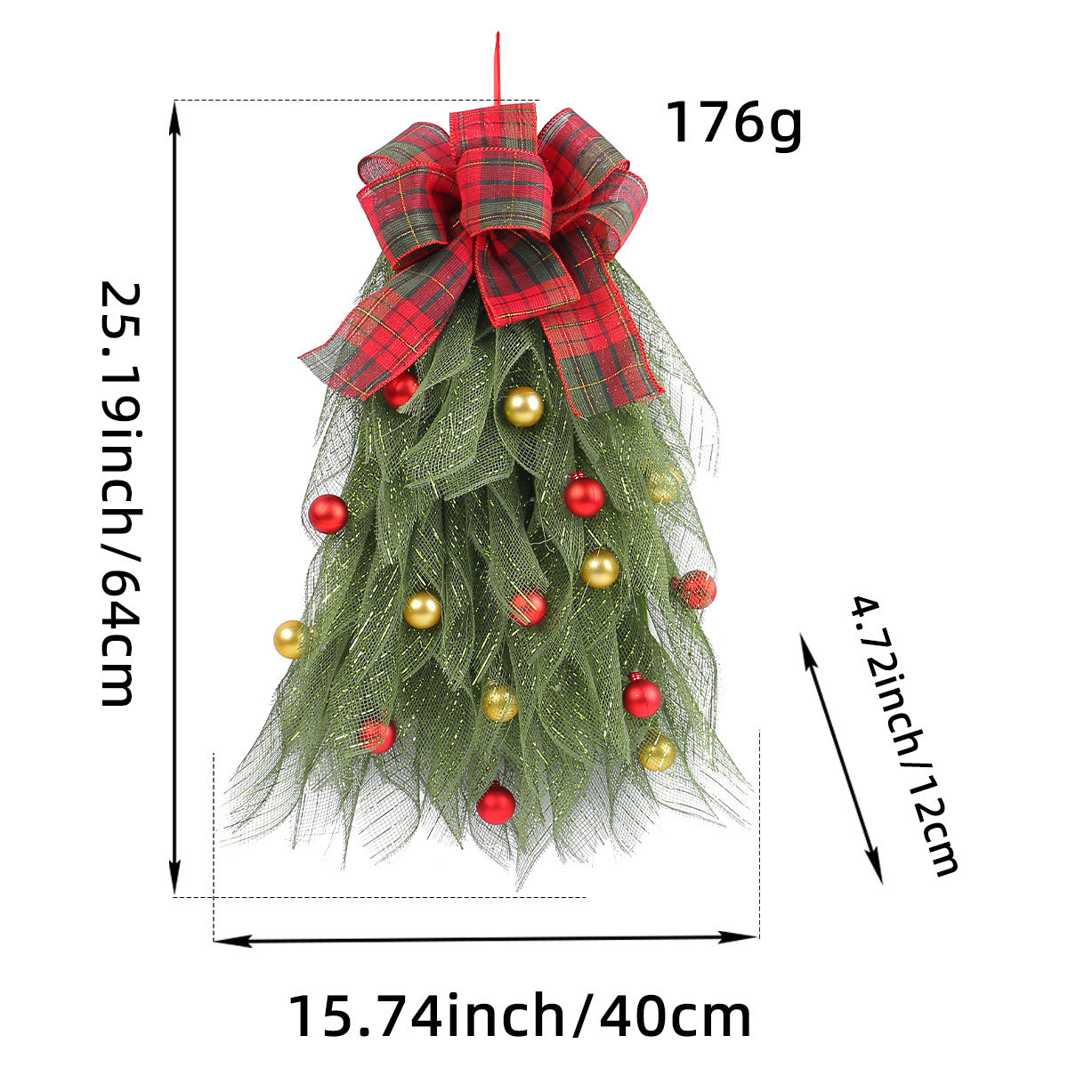 Couronne de Noël Suspendue – Nœud Écossais