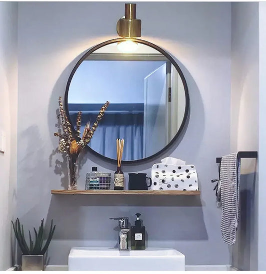 Miroir Rond Doré Mural – Design Épuré