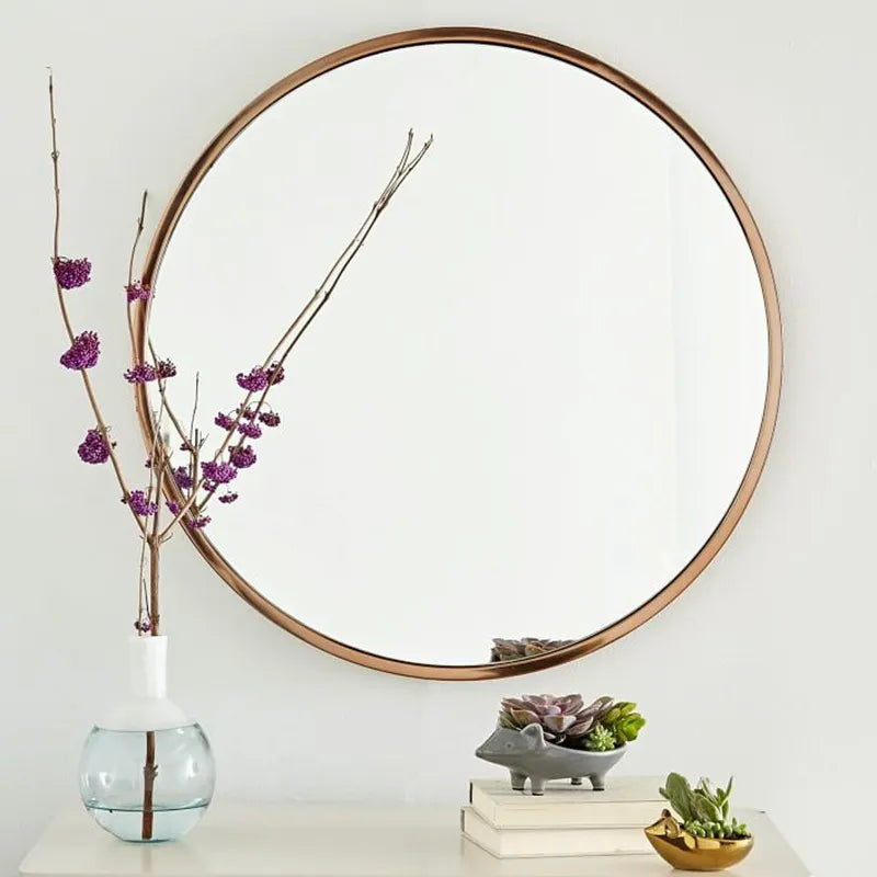 Miroir Rond Doré Mural – Design Épuré
